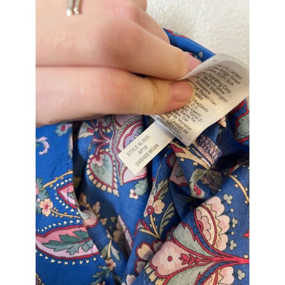 J Crew Liberty Fabric Floral Blue Tank Top Womens Sz 00 Lightweight Cottagecore - Picture 6 of 9
